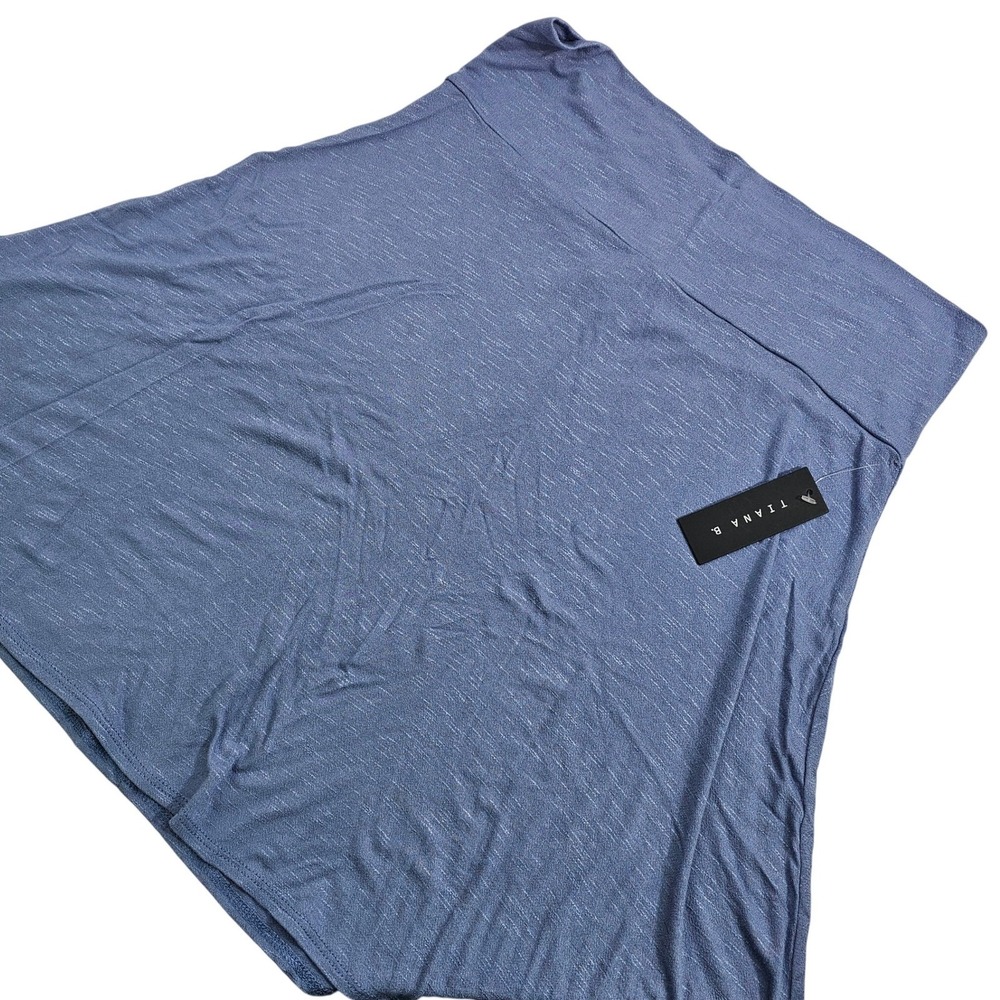 NWT Tiana B Jersey Knit Skirt Women's Size L Blue Waistband A Line Flare Stretch